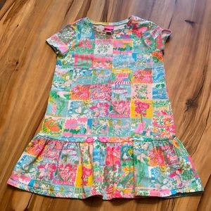 Lilly Pulitzer State Patchwork Print Knit Dress with Ruffle Hem, Size XL (12/14)